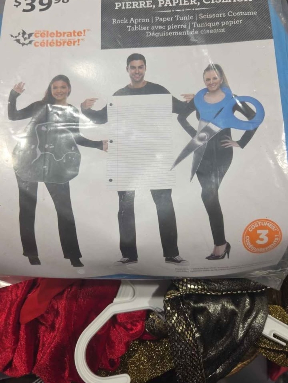 Rock, Paper, Scissors Group Costume Set - Blue, White, Black